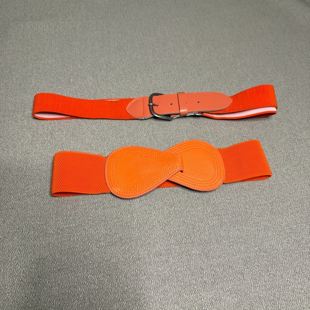 Bright Orange Stretch Belts - Set of 2